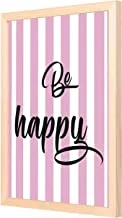 Lowha Be Happy Wall Art with Pan Wood Framed, 33 cm Length x 43 cm Width, Wooden