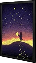 Lowha Sky Picking Up Wall Art with Pan Wood Framed, 43 cm Length x 53 cm Width, Black