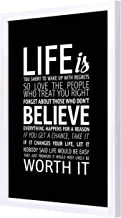Lowha Life Is Too Short Black White Wall Art with Pan Wood Framed, 33 cm Length x 43 cm Width, Wooden