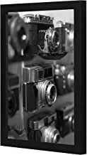 Lowha Vintage Camera Lot Wall Art with Pan Wood Framed, 43 cm Length x 53 cm Width, Black