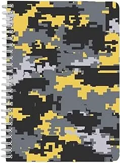 Lowha Grey Yellow Pixel Camouflage 60 Sheets Spiral Notebook for School and Business, A5 Size