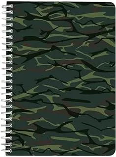 Lowha Dark Green Camouflage 60 Sheets Spiral Notebook for School and Business, A5 Size