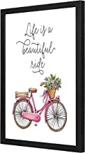 Lowha Life Is Beautiful Rose Wall Art with Pan Wood Framed, 33 cm Length x 43 cm Width, Black
