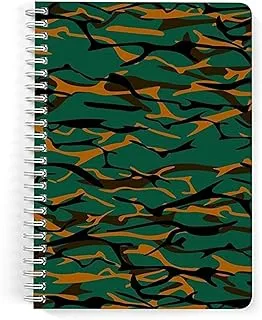 Lowha Orange Green Camouflage 60 Sheets Spiral Notebook for School or Business, A5 Size