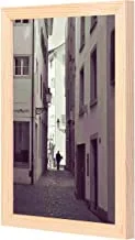 LOWHA Man Walking on Street Alley Wall Art with Pan Wood framed Ready to hang for home, bed room, office living room Home decor hand made wooden color 23 x 33cm By LOWHA