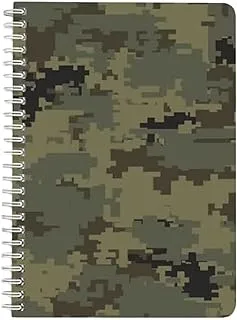 Lowha Dark Green Pixel Camouflage 60 Sheets Spiral Notebook for School and Business, A5 Size
