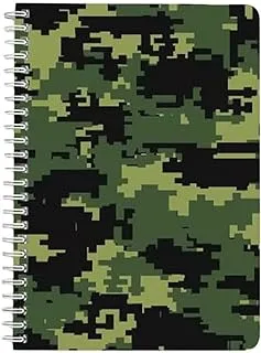 Lowha Camouflage 60 Sheets Spiral Notebook for School and Business, A5 Size, Green/Black