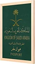لوها لوحة فنية جدارية لجواز السفر السعودي مع إطار خشبي ، 33 سم الطول × 43 سم العرض ، خشبي