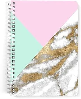 Lowha Pink Green Marbile 60 Sheets Spiral Notebook for School or Business, A5 Size