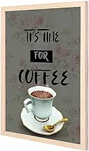 LOWHA it is time for coffee Wall Art with Pan Wood framed Ready to hang for home, bed room, office living room Home decor hand made wooden color 23 x 33cm By LOWHA