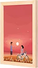 Lowha Sky Couple Love Night Wall Art with Pan Wood Framed, 33 cm Length x 43 cm Width, Wooden
