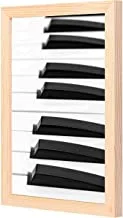 Lowha White and Black Piano Keys Wall Art with Pan Wood Framed, 43 cm Length x 53 cm Width