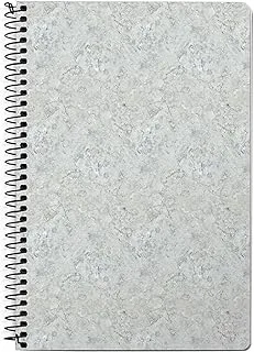دفتر ملاحظات لوها ماربل 60 ورقة حلزونية للمدرسة والأعمال ، مقاس A5 ، رمادي / أبيض