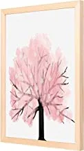 Lowha Pink White Tree Wall Art with Pan Wood Framed, 33 cm Length x 43 cm Width, Wooden