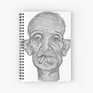 Lowha Old Man Smoking Cigarette 60 Sheets Spiral Notebook for School or Business, A5 Size