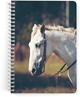 Lowha Beautiful White Horse 60 Sheets Spiral Notebook for School and Business, A5 Size