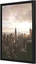 Lowha New York Wall Art with Pan Wood Framed, 33 cm Length x 43 cm Width, Black