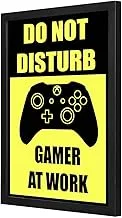 Lowha Do Not Disturb Gamer At Work Wall Art with Pan Wood Framed, 33 cm Length x 43 cm Width, Black