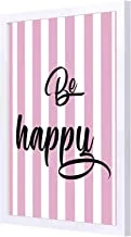 Lowha Be Happy Wall Art with Pan Wood Framed, 33 cm Length x 43 cm Width, Black