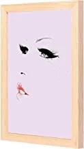 لوحة جدارية للعيون والشفاه الوردية من لووها بإطار خشبي مقلاة ، 33 سم الطول × 43 سم العرض ، خشبي