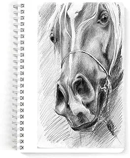 Lowha Horse Head Sketch 60 Sheets Spiral Notebook for School and Business, A5 Size