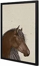 Lowha Wild Horse Wall Art with Pan Wood Framed, 43 cm Length x 53 cm Width, Black