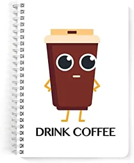 Lowha Drink Coffee 60 Sheets Spiral Notebook for School and Business, A5 Size
