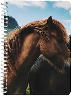 Lowha Hairy Horse JPEG 60 Sheets Spiral Notebook for School and Business, A5 Size