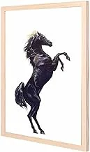 Lowha Standing Horse Water Color Wall Art with Pan Wood Framed, 43 cm Length x 53 cm Width, Black
