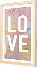 Lowha Love Pink White Wall Art with Pan Wood Framed, 43 cm Length x 53 cm Width, Black