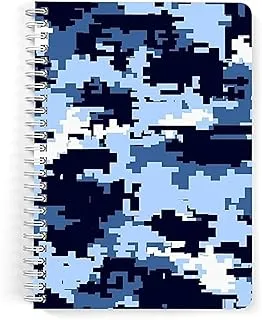 Lowha Dark Blue Camouflage 60 Sheets Spiral Notebook for School and Business, A5 Size