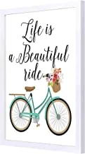 Lowha Life Is A Beautiful Ride Bike Wall Art with Pan Wood Framed, 33 cm Length x 43 cm Width, Black