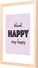 LOWHA Think Happy Stay Happy Wall Art with Pan Wood framed Ready to hang for home, bed room, office living room Home decor hand made wooden color 23 x 33cm By LOWHA