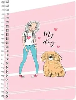 Lowha My Dog Pink 60 Sheets Spiral Notebook for School or Business, A5 Size