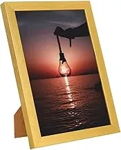 Lowha Person Holding Light Bulb on Beach Wall Art with Pan Wood Framed, 33 cm Length x 43 cm Width, Wooden