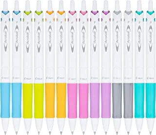PILOT Acroball PureWhite Advanced Ink Refillable & Retractable Ball Point Pens with Assorted Accents, Fine Point, Black Ink, 14-Pack (14691)