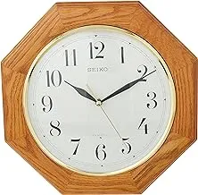 ساعة حائط سيكو 12 بوصة ثماني الأضلاع من خشب البلوط الصلب