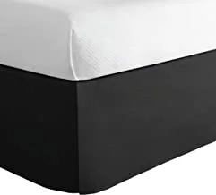 تنورة سرير مصنوعة من الألياف الدقيقة من لوكس بتصميم كلاسيكي بطول 14 بوصة بطيات ، مقاس كينغ ، أسود