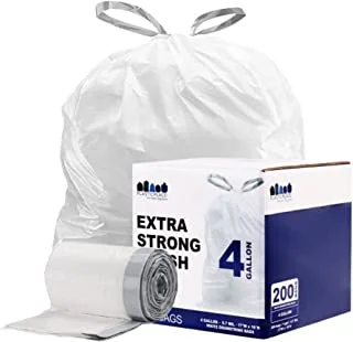Plasticplace 4 Gallon Trash Bags │ 0.7 Mil │ Drawstring White Garbage Can Liners │ 17