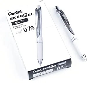 قلم جل سائل قابل للسحب Pentel EnerGel Pearl Deluxe RTX ، (0.7 مم) ، لهجة ، حبر أسود ، صندوق 12 (BL77PW-A)