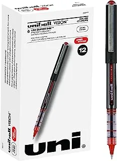 uni-ball Vision Rollerball Pens, Micro Point (0.5mm), Red, 12 Count