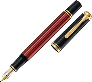Pelikan Souverän M400 Fountain Pen, Medium Nib, Black/Red, 1 Each (904920)