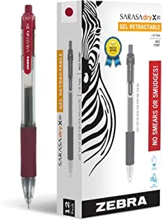 Zebra Pen Sarasa Dry X20 قلم جل قابل للسحب ، نقطة متوسطة ، 0.7 مم ، حبر غابة أخضر ، 12 عبوة (قد تختلف العبوة)