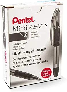 Pentel RSVP Mini Ballpoint Pen, (1.0mm) Medium Line, Sky Blue Ink, 12 pack (BK91MNS-S)