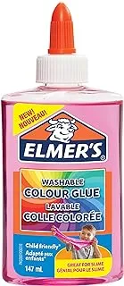 ELMER'S Translucent Colour Glue , Washable and Kid Friendly Great for Making Slime Crafting Pink 147 ml 1 Pack 2109496