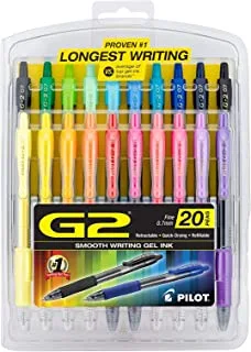 Pilot pen 16696 g2 premium gel ink pens, fine point, assorted colors, 20 count