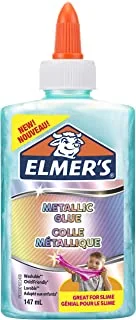 Elmer's Metallic Glue Teal 147 ml , Washable and Kid Friendly , Great for Making Slime and Crafting