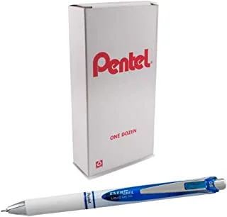 Pentel Gel Ink Pen, EnerGel Pearl RTX0.5mm, Fine Point, Needle Tip, Blue Ink, Box of 12 (BLN75PW-C)