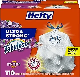 Hefty Ultra Strong Tall Kitchen Trash Bags, Fabuloso Scent, 13 Gallon, 110 Count