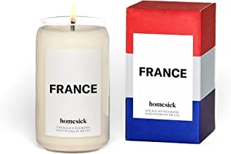 Homesick Premium Scented Candle, France - Scents of Vanilla, Coffee, Butter, 13.75 oz, 60-80 Hour Burn, Natural Soy Blend Candle Home Decor, Relaxing Aromatherapy Candle